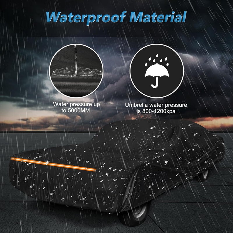 BIGACOVER Car Cover for Chevy Caprice 2/4 Door Biscayne/Coupe/Sedan 1966-1996, Waterproof 210D Oxford Cloth and Cotton Cover Outdoor Full Car Covers with Zipper Windproof Heavy Duty All Weather Protection - Image 5